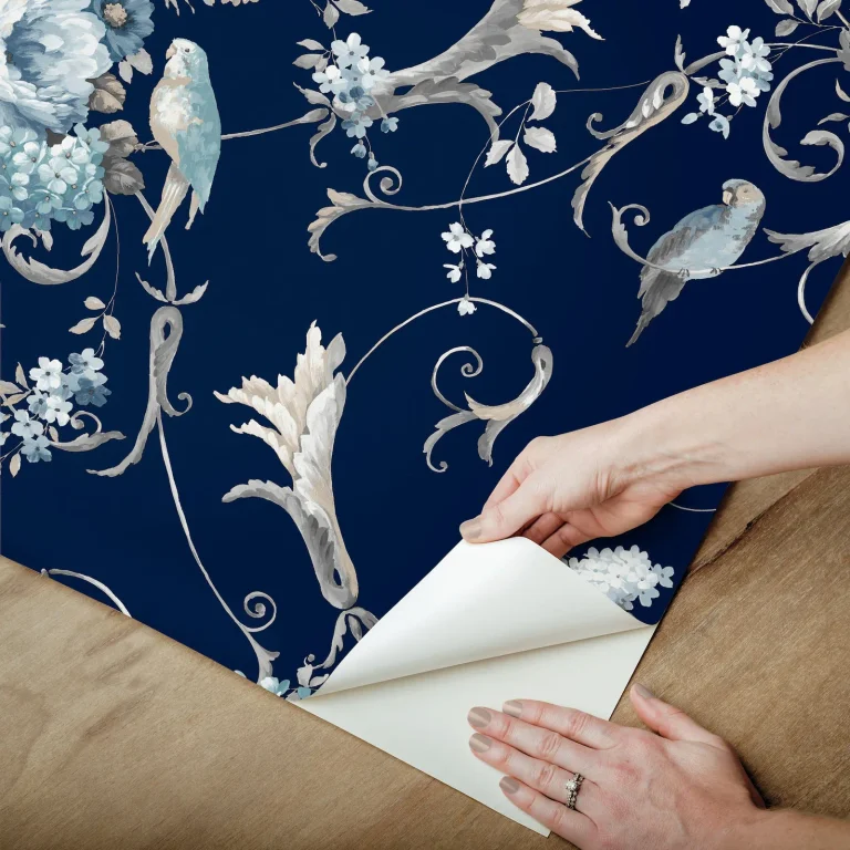 Parrots with Floral Bouquets Peel and Stick Wallpaper - Navy — Image 6