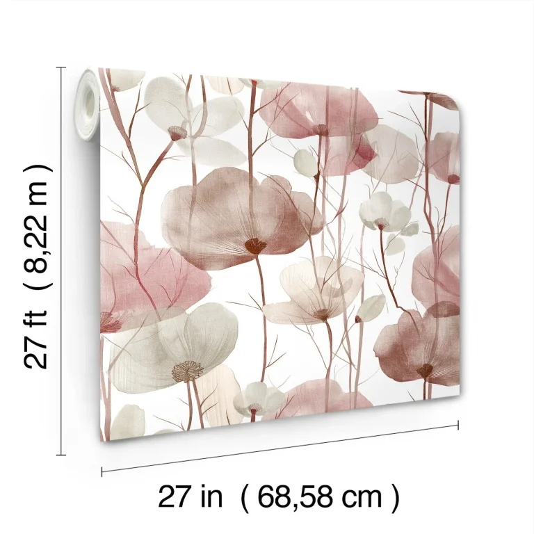 Ronald Redding Cotswolds Poppies Floral Wallpaper - Red — Ảnh 6