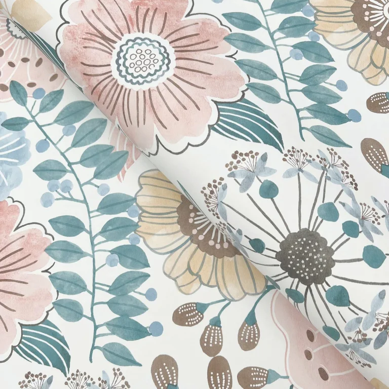 Artistic Bouquet Wallpaper - Ochre & Ocean — Ảnh 4
