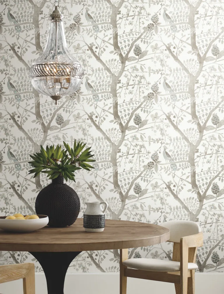 Peacock Block Print Wallpaper - Linen — Ảnh 4