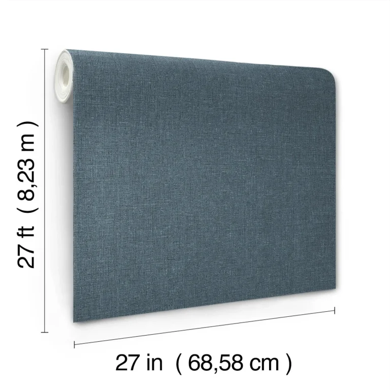 Heathered Linen Faux Fabric Wallpaper - Indigo — Image 7