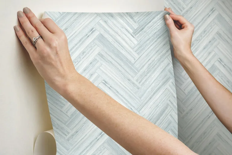 Hermosa Herringbone Peel and Stick Wallpaper - Blue — Ảnh 2