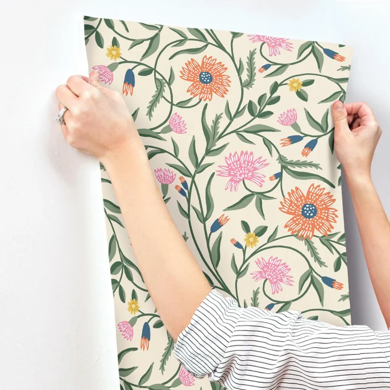 Rifle Paper Co. Aster Wallpaper - Linen & Coral — Image 6