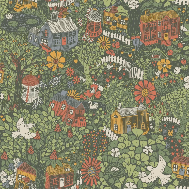 Bygga Bo Woodland Village Wallpaper - Green — Image 4