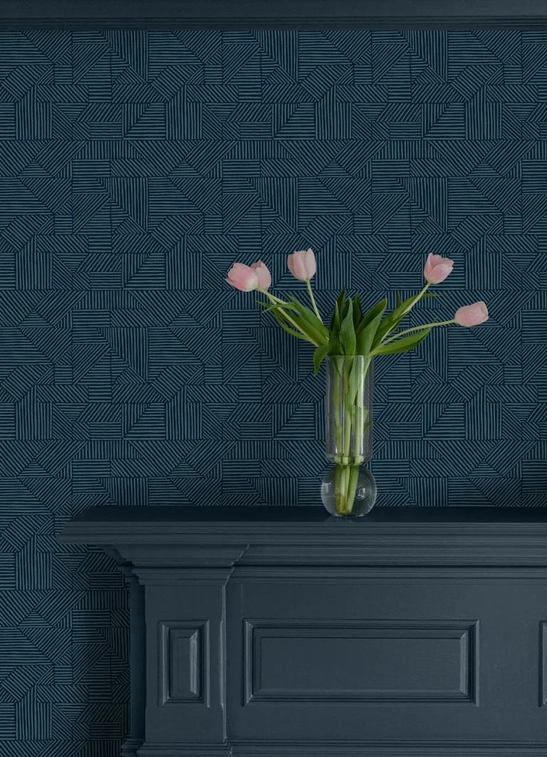Crescendo Block Geometric Wallpaper - Dark Blue — Ảnh 2
