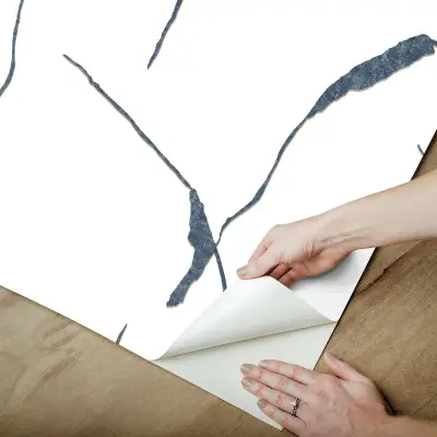 Nikki Chu Ivory Coast Peel and Stick Wallpaper - Navy & Glint