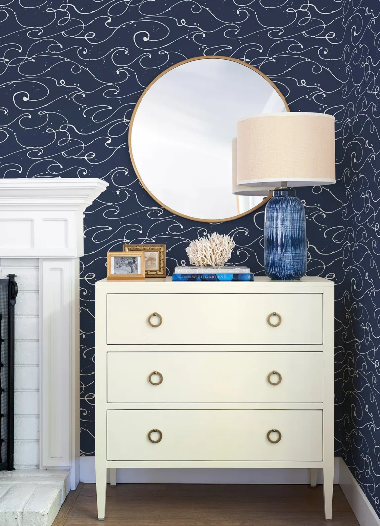 Chesapeake Kuroshio Ocean Wave Wallpaper - Navy — Ảnh 2