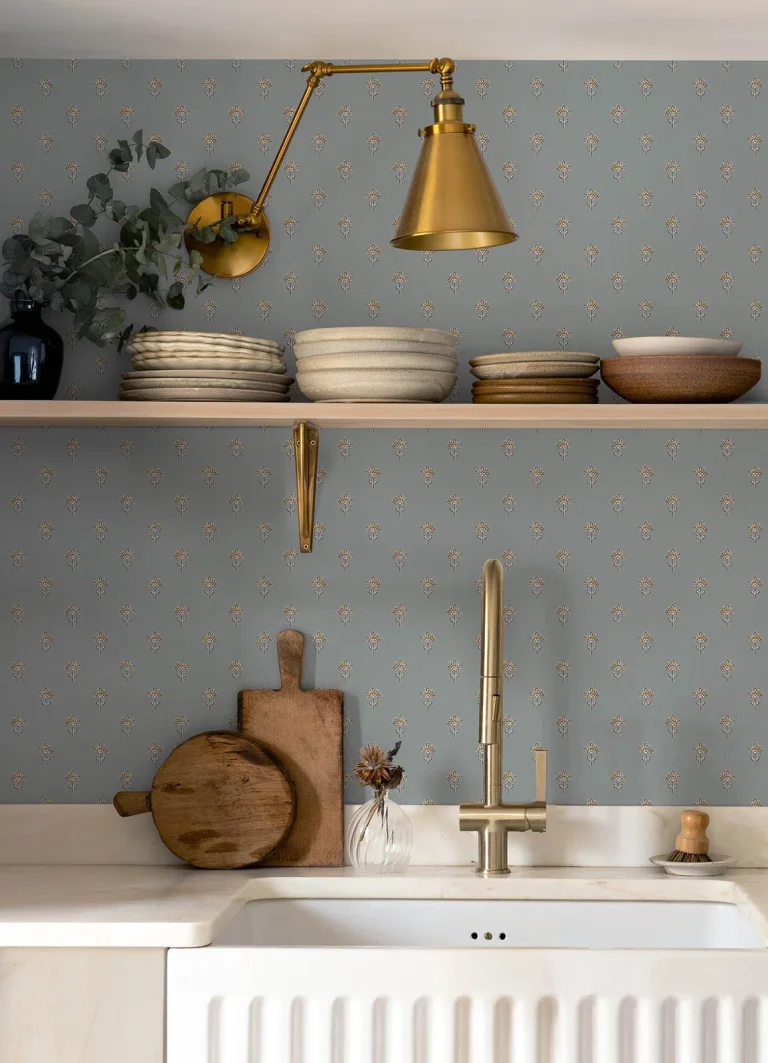 Chesapeake Surdiva Floral Fan Wallpaper - Denim — Image 4
