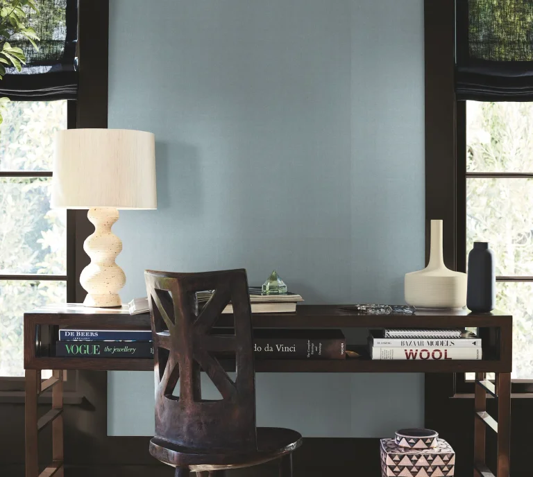 Woven Linen Wallpaper - Sky Blue — Ảnh 3