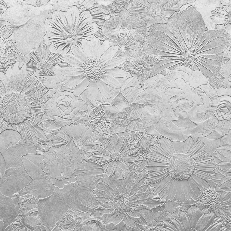 Silver Flowers - Wall Mural 5452 - 4 Panel - 192cm x 260cm — Ảnh 3