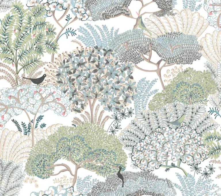 Everbloom Forest Botanical Peel and Stick Wallpaper - Aqua — Ảnh 3