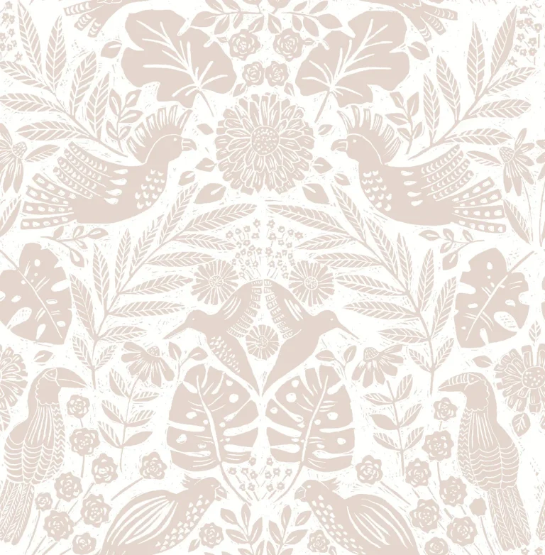 Nestle Bird Block Print Wallpaper - Pink — Ảnh 5