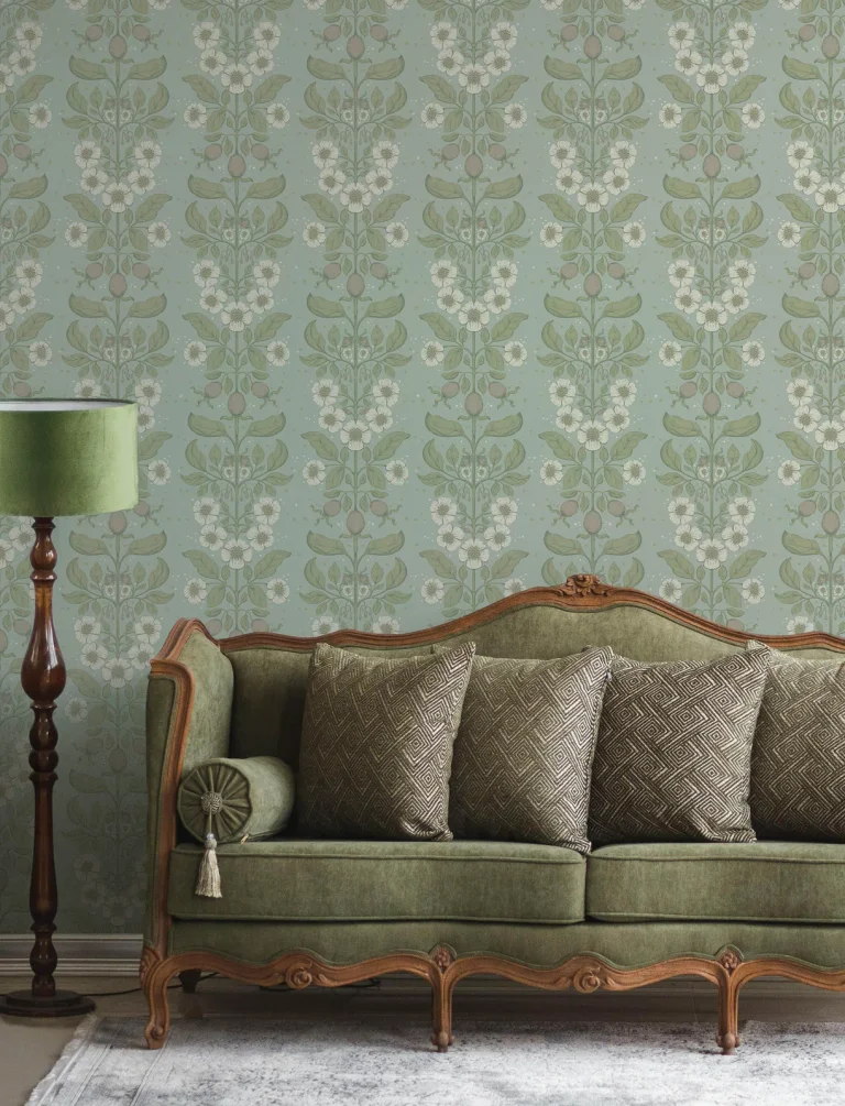 Rosa Floral Columns Wallpaper - Sky Blue — Ảnh 5