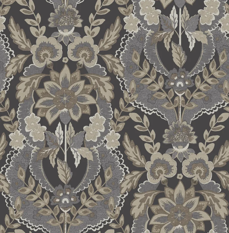 Chris Loves Julia Collins Damask Wallpaper - Charcoal — Ảnh 4