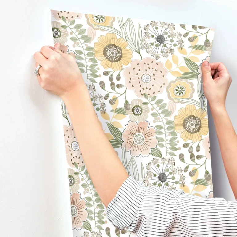 Artistic Bouquet Wallpaper - Coral & Lemon — Ảnh 6