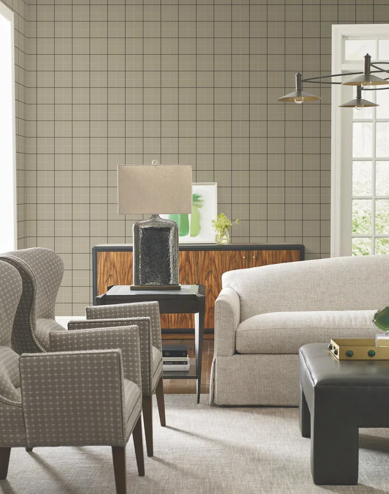 Ronald Redding Tattersall Plaid Wallpaper - Brown — Ảnh 5