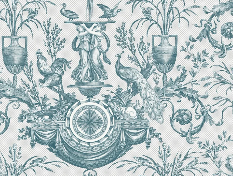 Avian Fountain Toile Wallpaper - Jade — Ảnh 5