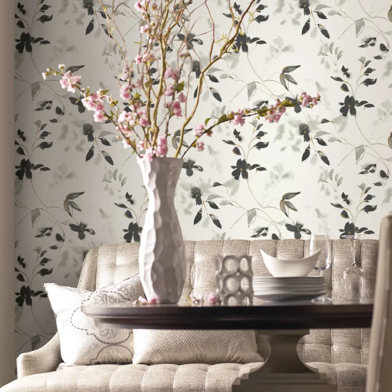 Linden Flower Peel and Stick Wallpaper - Black — Ảnh 6
