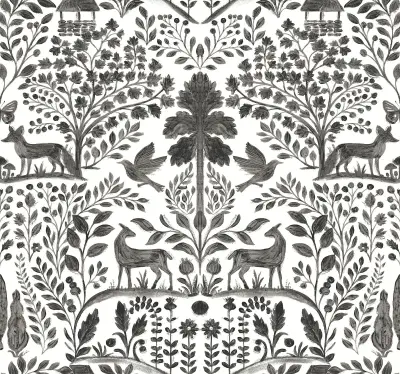 Anoki Scenic Woodlands Wallpaper - Black