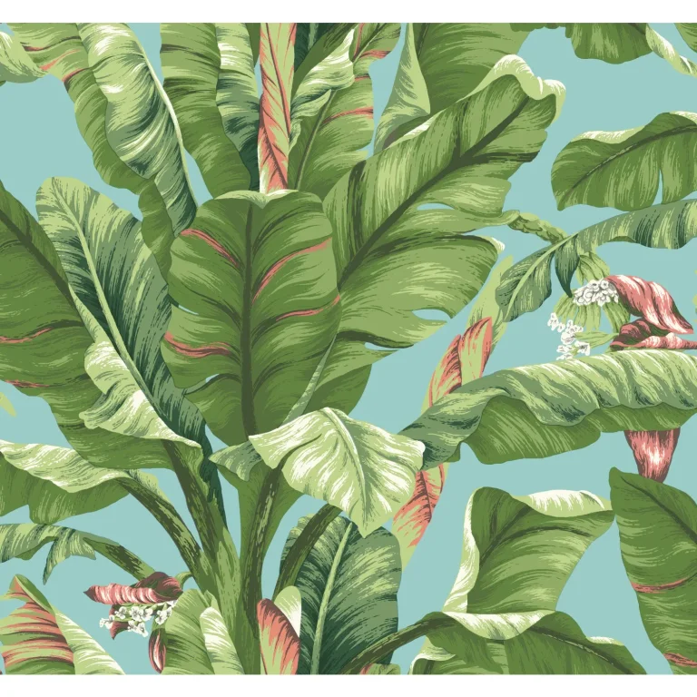 Banana Leaf Wallpaper - Aqua & White — Ảnh 6