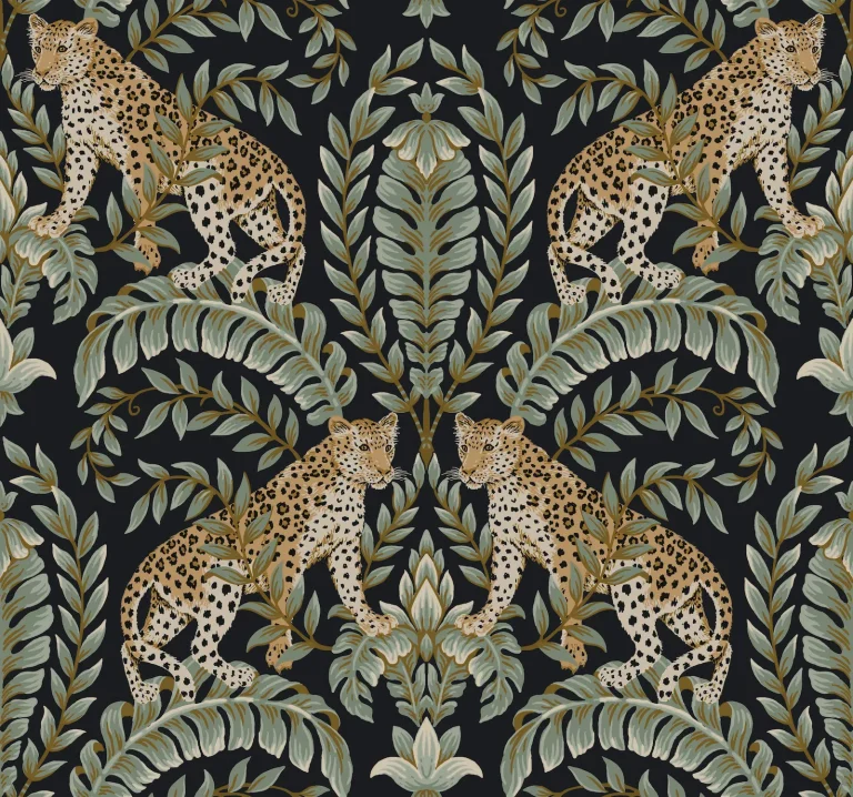 Ronald Redding Jungle Leopard Wallpaper - Black/Green — Ảnh 3