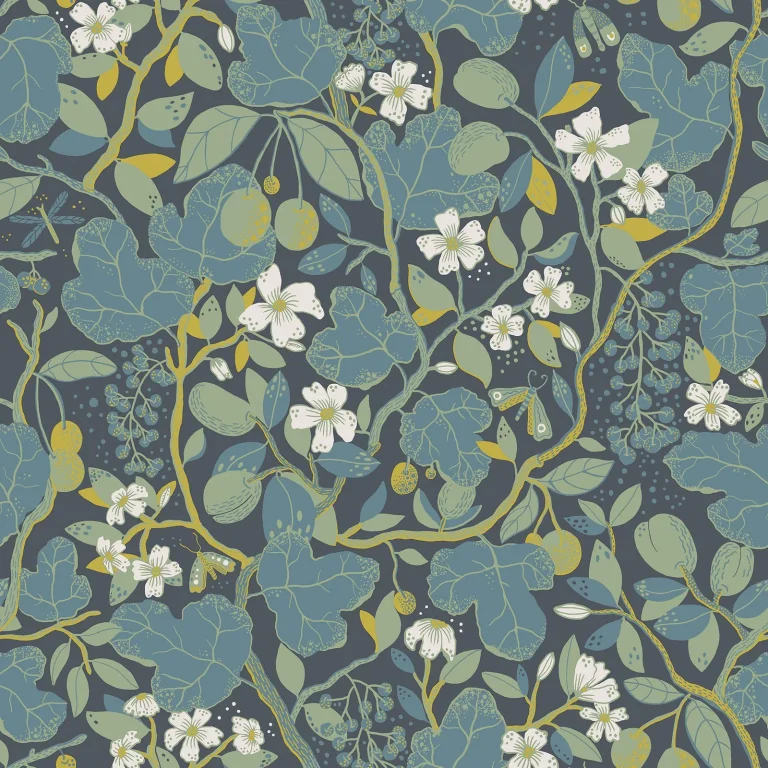 Ewald Garden Vines Wallpaper - Blue — Ảnh 2