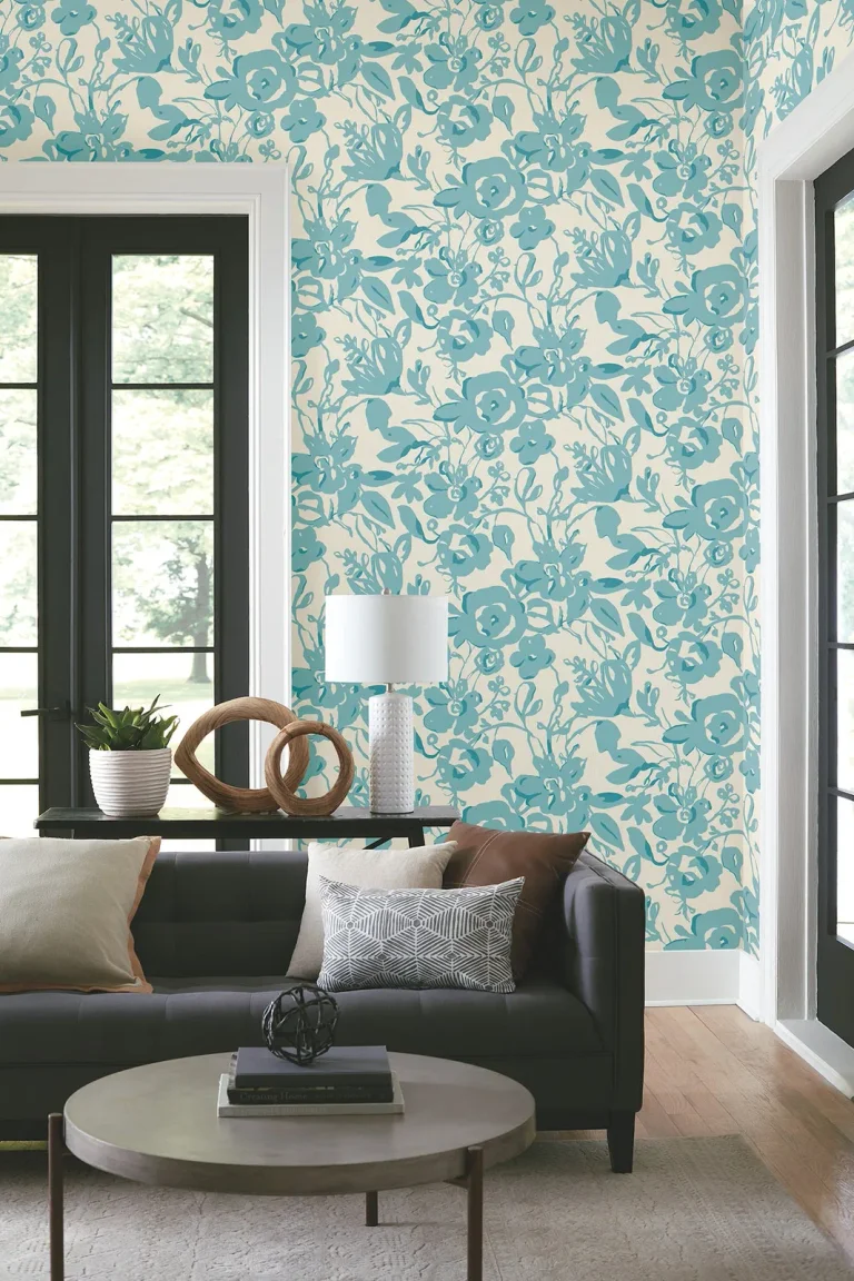 Brushstroke Floral Wallpaper - Aqua — Ảnh 3