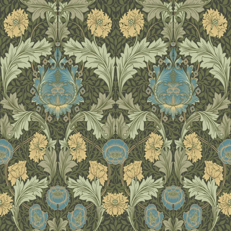 Myrtle Floral Ogee Wallpaper - Dark Green — Ảnh 3