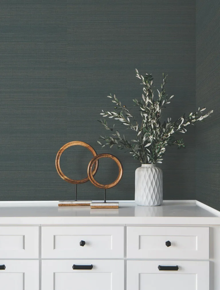 Ronald Redding Modern Abaca Wallpaper - Natural On Peacock