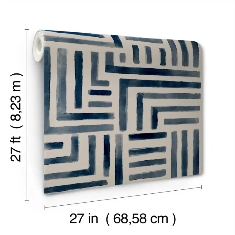 Painterly Labyrinth Wallpaper - Navy — Image 3