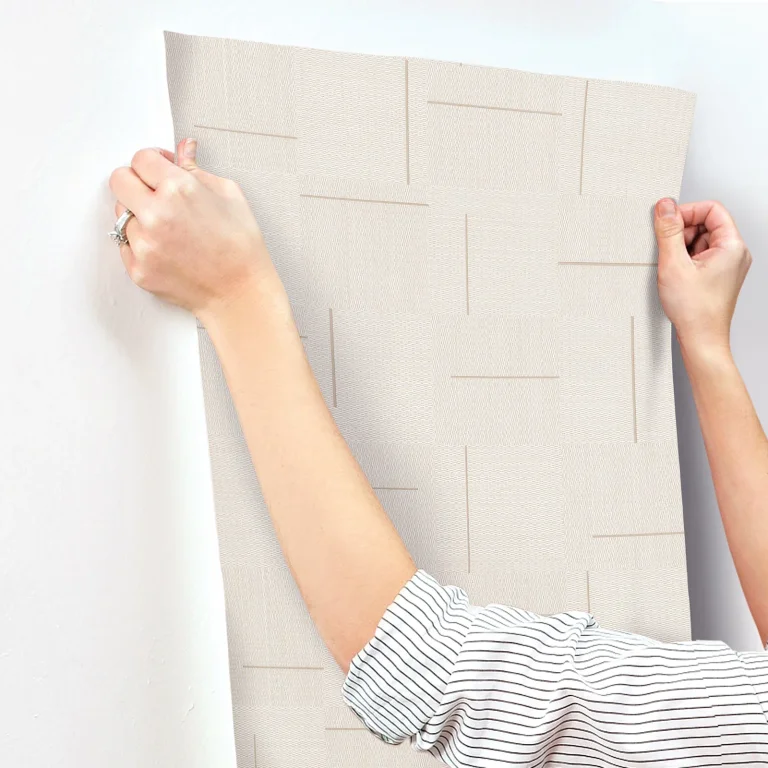 Geo Block Weave Wallpaper - Linen — Ảnh 4