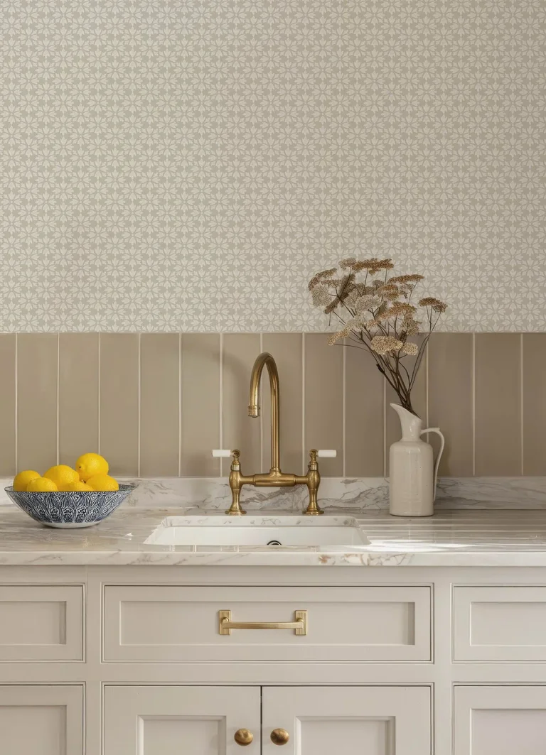 Chesapeake Phlox Floral Stamp Wallpaper - Grey — Ảnh 4