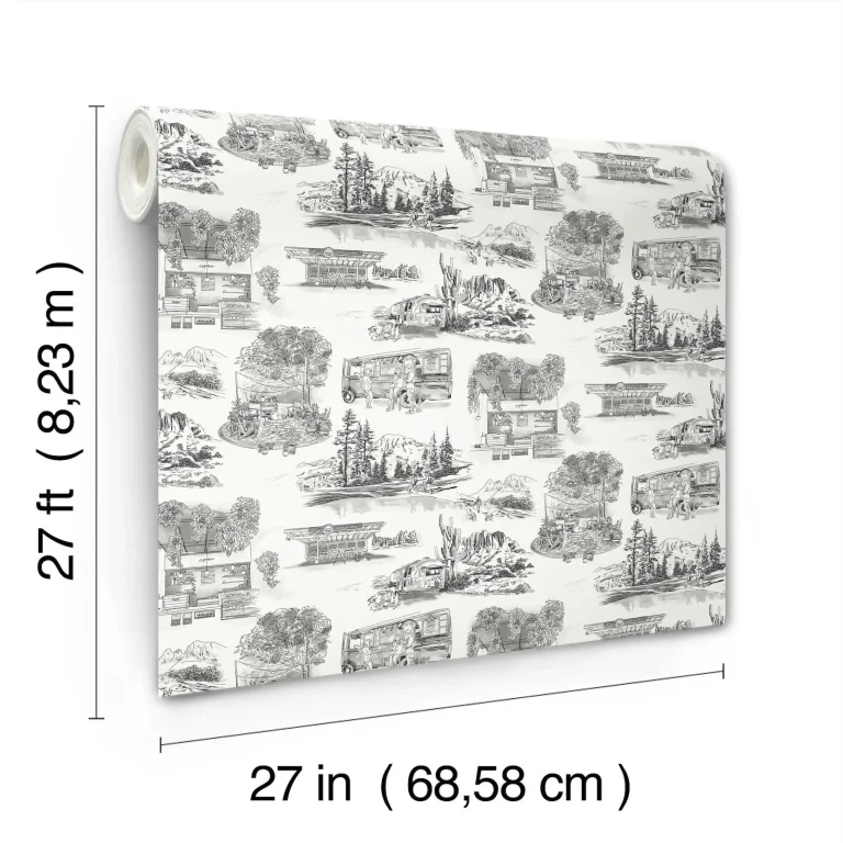 Modern Vista Toile Wallpaper - Black — Image 4