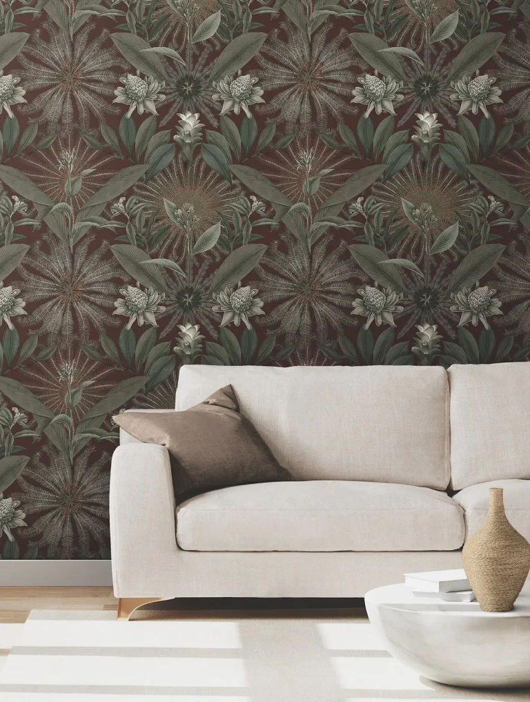 Ronald Redding Enchanted Garden Tropical Wallpaper - Maroon — Ảnh 5