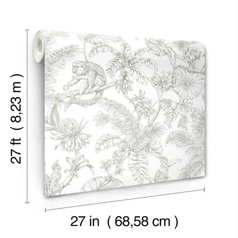 Tropical Sketch Toile Wallpaper - Forest — Ảnh 7
