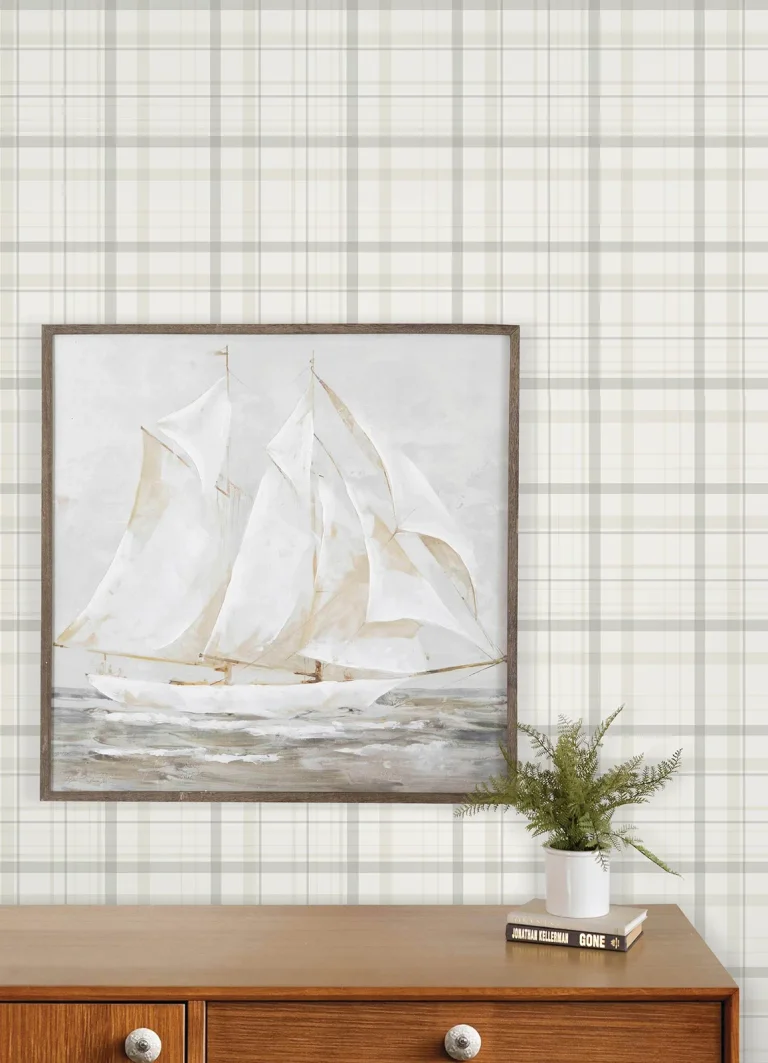 Chesapeake Burgess Plaid Wallpaper - Light Grey — Ảnh 2