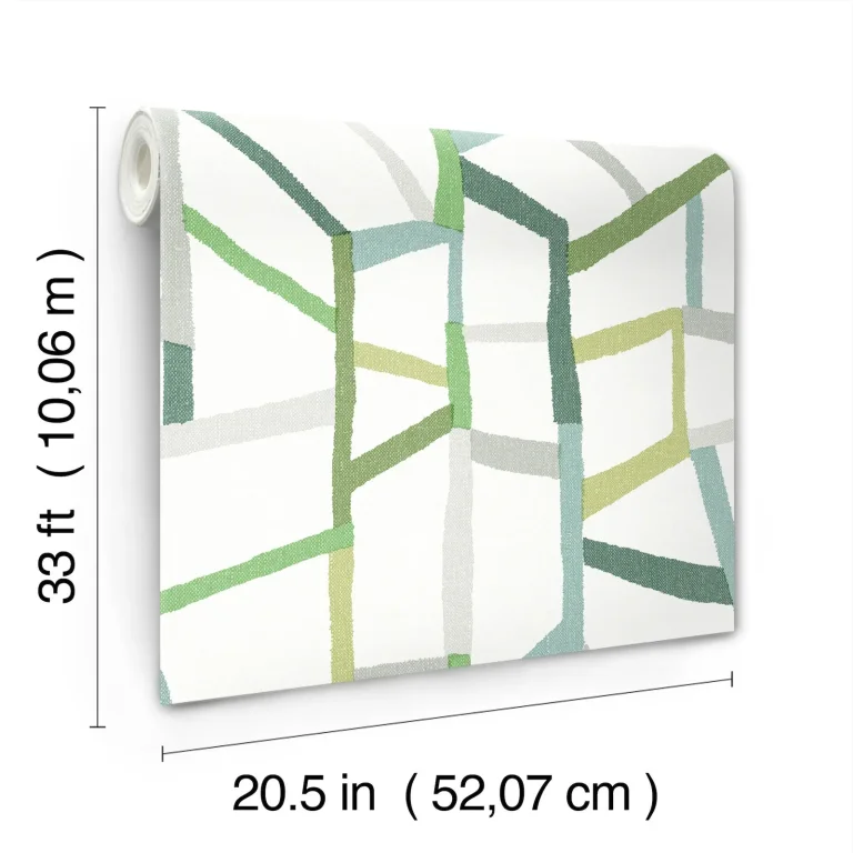 Tate Geometric Linen Wallpaper - Green — Ảnh 6