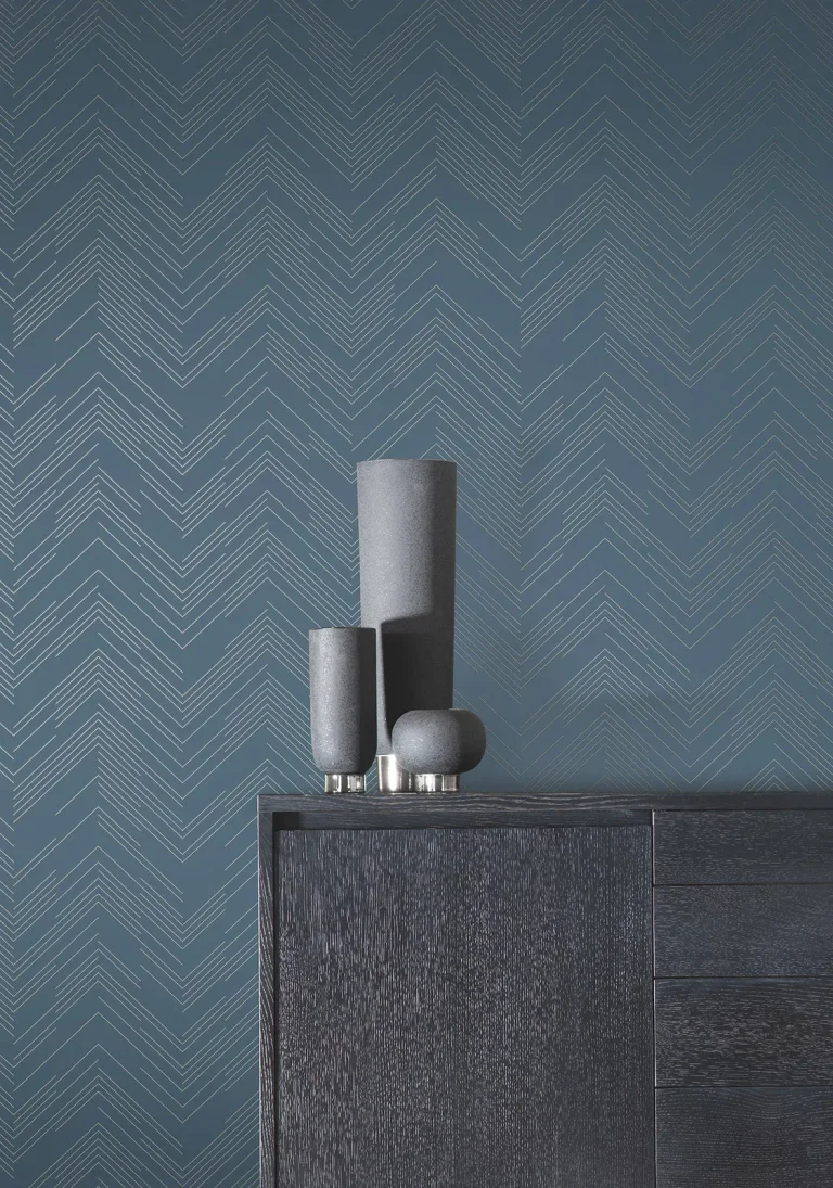 Polished Chevron Wallpaper - Blue/Silver — Ảnh 3