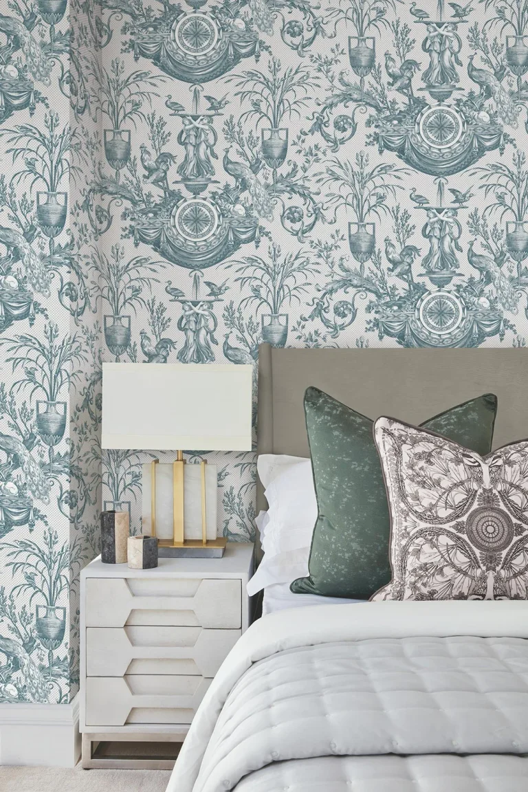Avian Fountain Toile Wallpaper - Jade — Ảnh 8