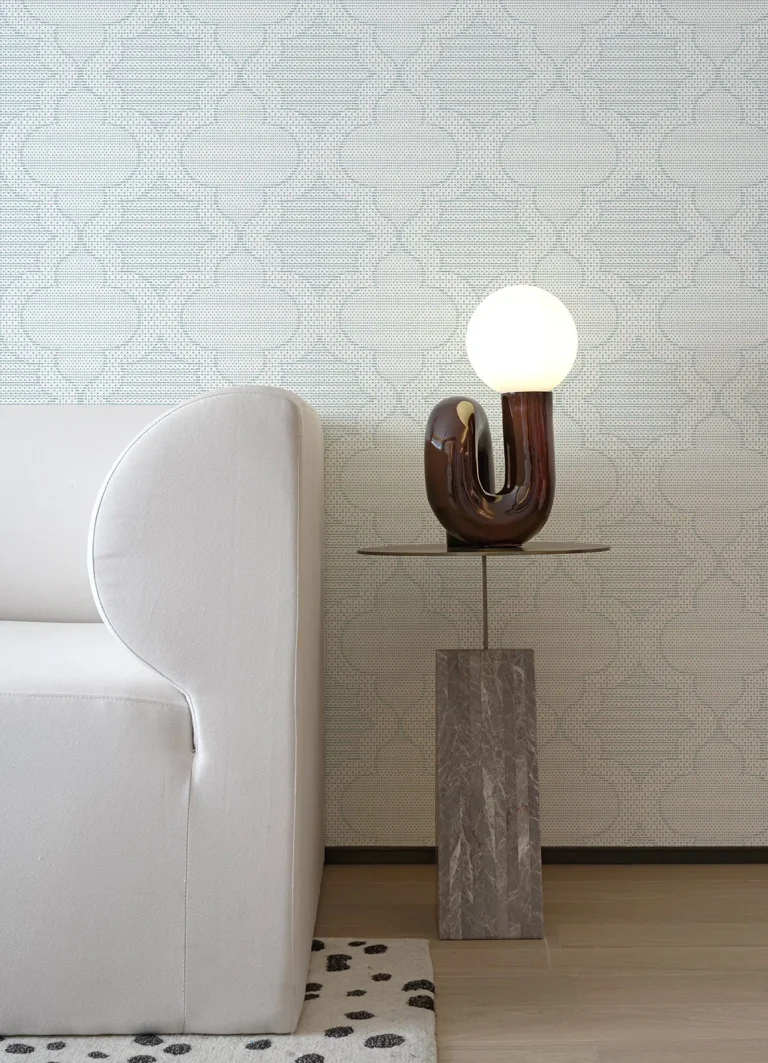 Ernest Quilted Quatrefoil Wallpaper - Blue — Ảnh 4