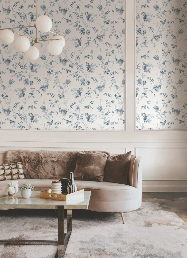 Ronald Redding Floral Lace Wallpaper - Navy — Ảnh 2