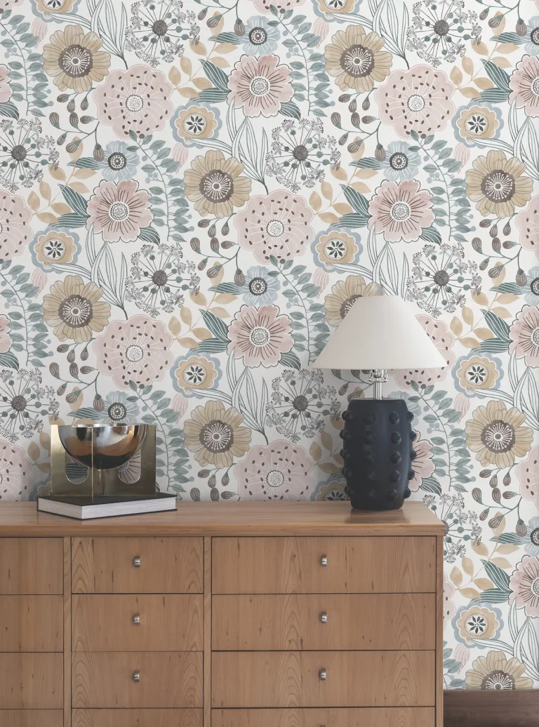 Artistic Bouquet Wallpaper - Ochre & Ocean — Ảnh 5