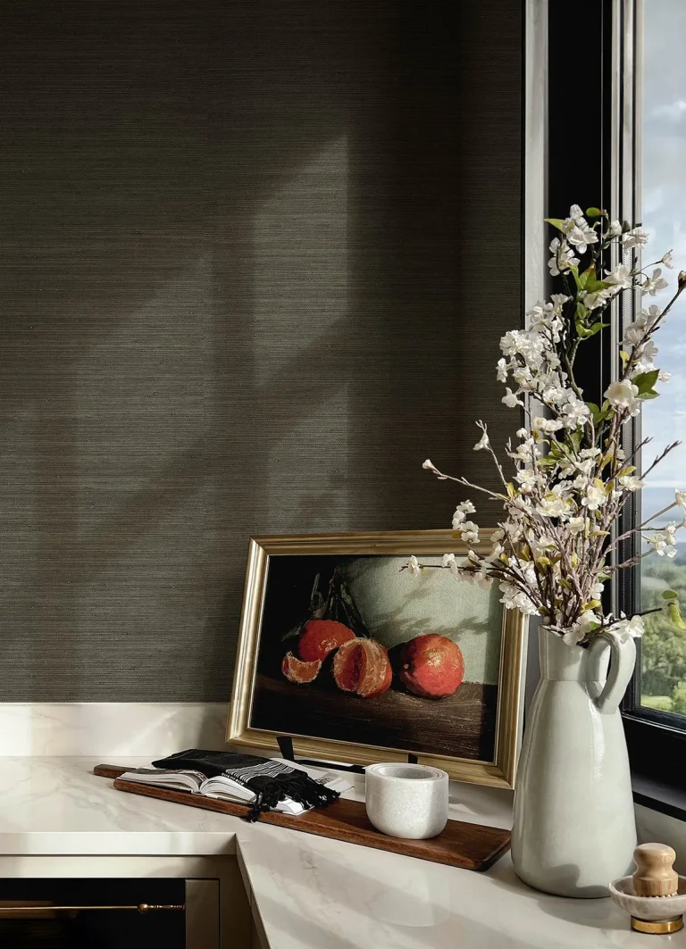 Chris Loves Julia Mycroft Grasscloth Wallpaper - Slate — Ảnh 4