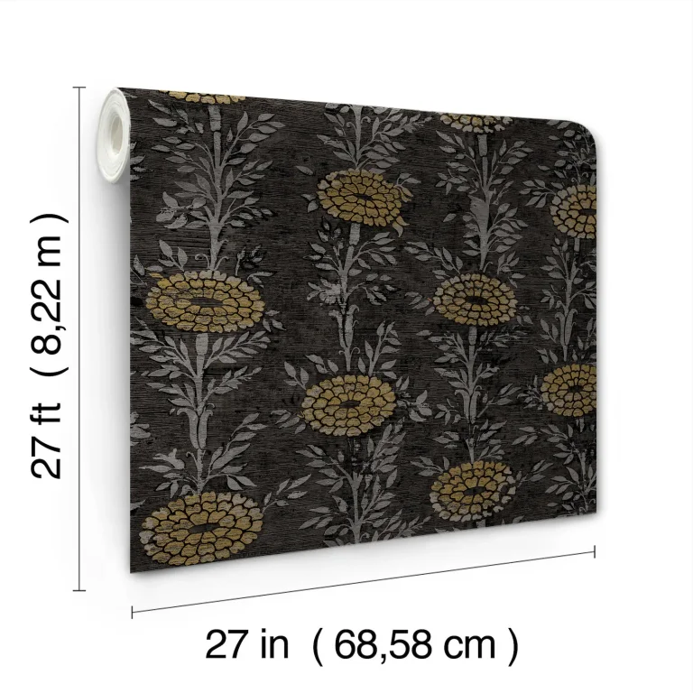 Ronald Redding French Marigold Wallpaper - Black & Gold — Ảnh 2