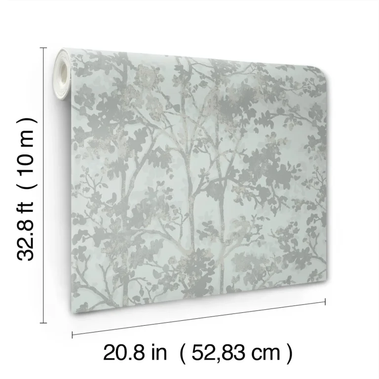 Shimmering Foliage Wallpaper - Spa/Silver — Ảnh 2