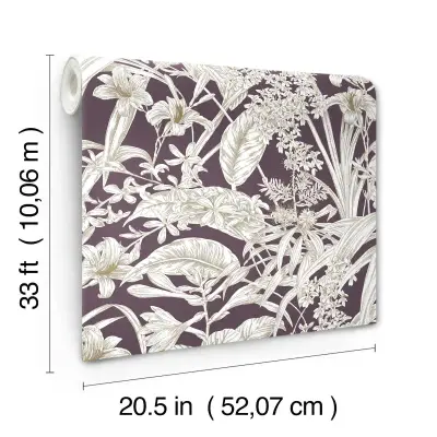 Orchid Conservatory Toile Wallpaper - Mulberry