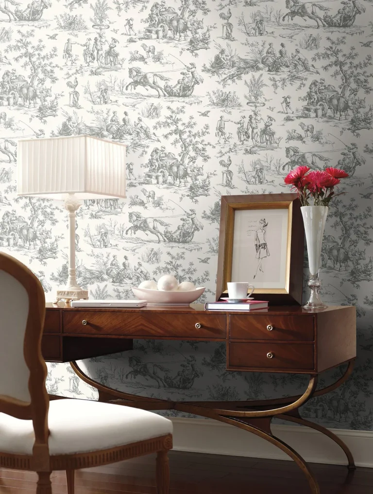 Seasons Toile Wallpaper - Grey — Image 2