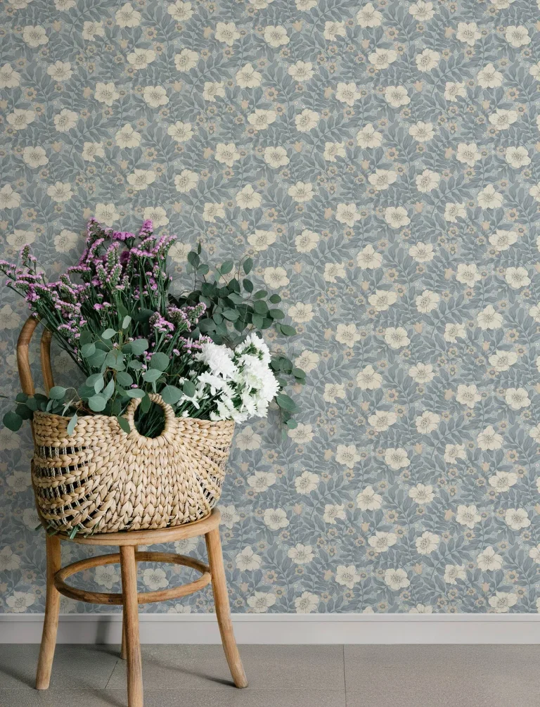 Maggan Floral Trail Wallpaper - Blue — Ảnh 2