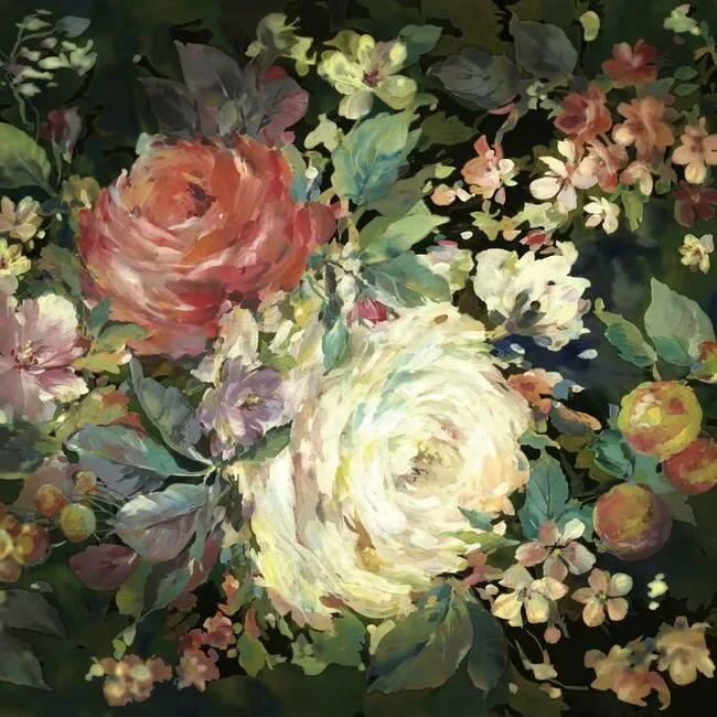 Impressionist Floral Wall Mural - Red/Black — Ảnh 4