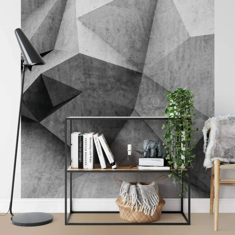 3D Concrete Wall - Wall Mural 5496 - 4 Panel - 192cm x 260cm — Ảnh 2